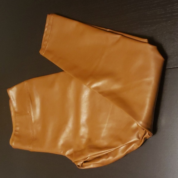 RW&CO Caramel Colored Pleather Leggings - Picture 6 of 7